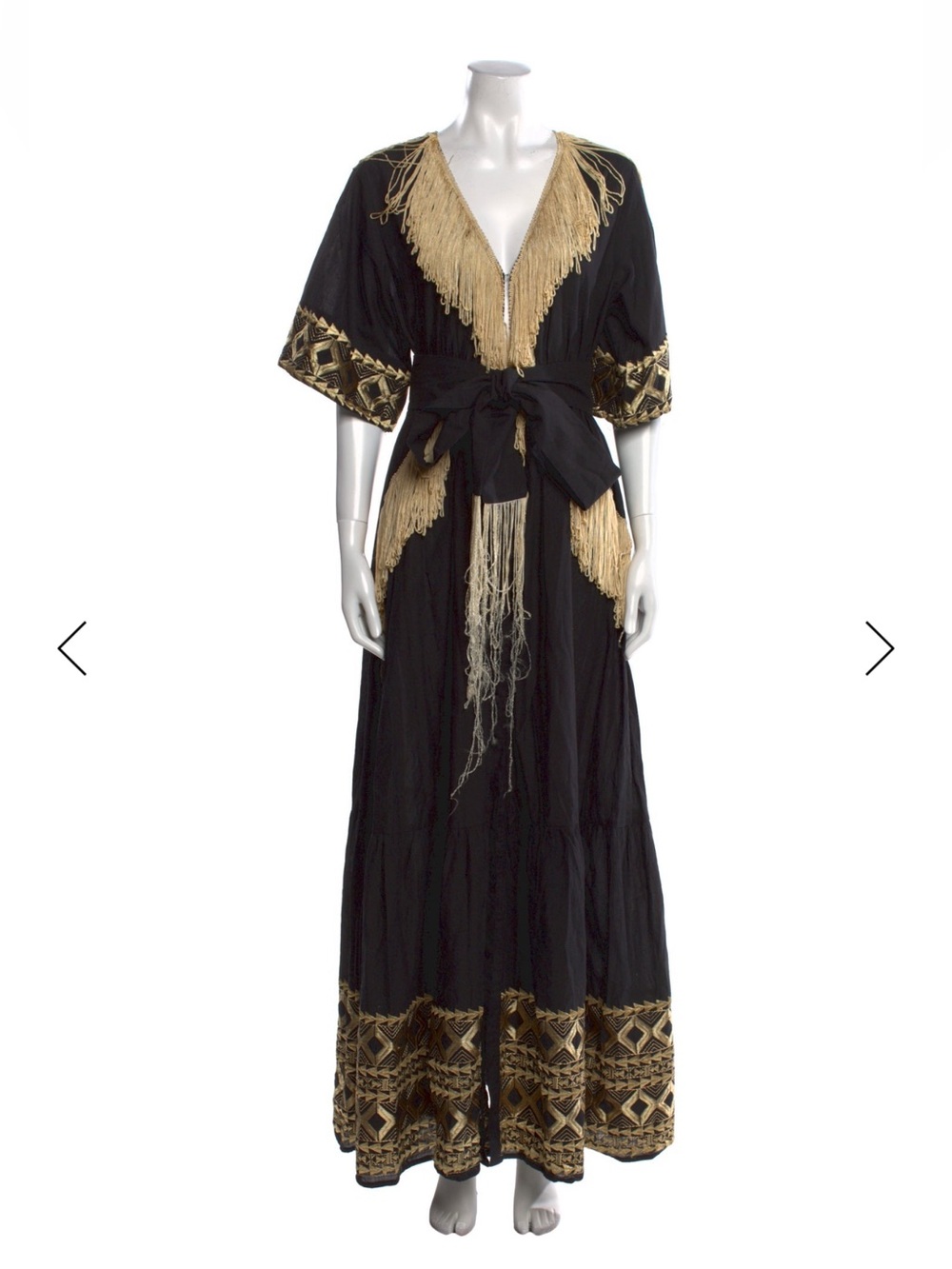 Lace The Label dress with Gold Fringe and Embroidered Hem